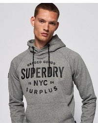 grauer bedruckter Pullover mit einem Kapuze von Superdry