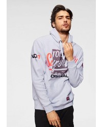 grauer bedruckter Pullover mit einem Kapuze von Superdry