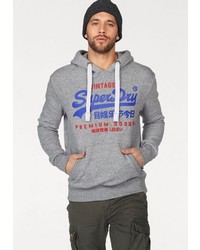 grauer bedruckter Pullover mit einem Kapuze von Superdry