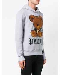 grauer bedruckter Pullover mit einem Kapuze von Philipp Plein