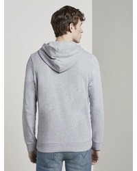 grauer bedruckter Pullover mit einem Kapuze von Tom Tailor Denim