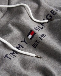 grauer bedruckter Pullover mit einem Kapuze von Tommy Hilfiger
