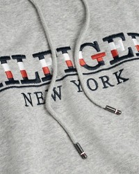 grauer bedruckter Pullover mit einem Kapuze von Tommy Hilfiger