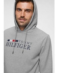 grauer bedruckter Pullover mit einem Kapuze von Tommy Hilfiger