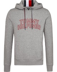 grauer bedruckter Pullover mit einem Kapuze von Tommy Hilfiger