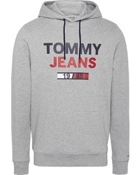 grauer bedruckter Pullover mit einem Kapuze von Tommy Jeans