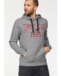 grauer bedruckter Pullover mit einem Kapuze von Tommy Jeans