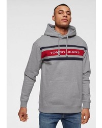 grauer bedruckter Pullover mit einem Kapuze von Tommy Jeans