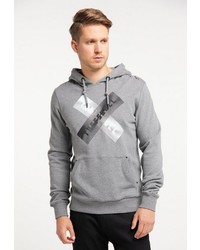 grauer bedruckter Pullover mit einem Kapuze von Tuffskull