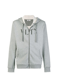 grauer bedruckter Pullover mit einem Kapuze von Valentino