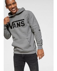 grauer bedruckter Pullover mit einem Kapuze von Vans