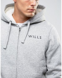 grauer bedruckter Pullover mit einem Kapuze von Jack Wills