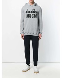 grauer bedruckter Pullover mit einem Kapuze von MSGM