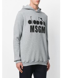 grauer bedruckter Pullover mit einem Kapuze von MSGM