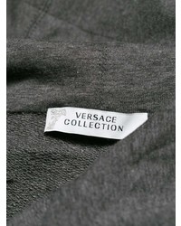 grauer bedruckter Pullover mit einem Kapuze von Versace Collection