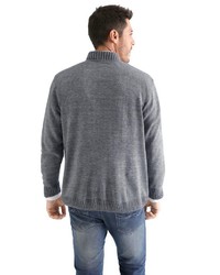 grauer bedruckter Pullover mit einem Reißverschluß von Classic