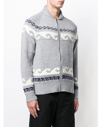 grauer bedruckter Pullover mit einem Reißverschluß von Paul & Joe