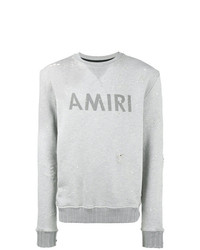 grauer bedruckter Pullover mit einem Rundhalsausschnitt von Amiri