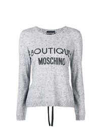 grauer bedruckter Pullover mit einem Rundhalsausschnitt von Boutique Moschino