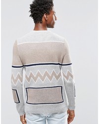 grauer bedruckter Pullover mit einem Rundhalsausschnitt von Asos