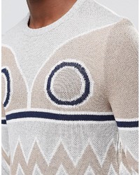 grauer bedruckter Pullover mit einem Rundhalsausschnitt von Asos