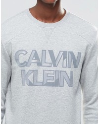 grauer bedruckter Pullover mit einem Rundhalsausschnitt von Calvin Klein Jeans