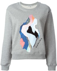 grauer bedruckter Pullover mit einem Rundhalsausschnitt von Carven