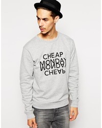 grauer bedruckter Pullover mit einem Rundhalsausschnitt von Cheap Monday