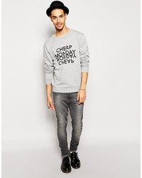 grauer bedruckter Pullover mit einem Rundhalsausschnitt von Cheap Monday