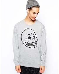 grauer bedruckter Pullover mit einem Rundhalsausschnitt von Cheap Monday