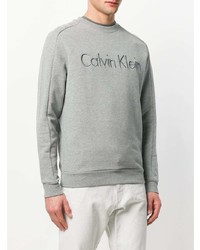 grauer bedruckter Pullover mit einem Rundhalsausschnitt von Calvin Klein Jeans