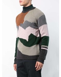 grauer bedruckter Pullover mit einem Rundhalsausschnitt von Lanvin