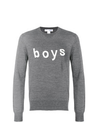 grauer bedruckter Pullover mit einem Rundhalsausschnitt von Comme Des Garçons Shirt Boys