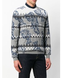 grauer bedruckter Pullover mit einem Rundhalsausschnitt von Kenzo