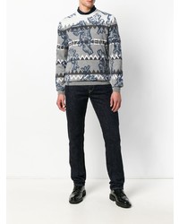 grauer bedruckter Pullover mit einem Rundhalsausschnitt von Kenzo