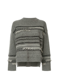 grauer bedruckter Pullover mit einem Rundhalsausschnitt von Coohem