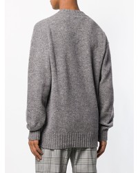 grauer bedruckter Pullover mit einem Rundhalsausschnitt von MSGM