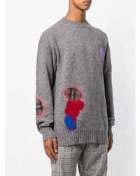 grauer bedruckter Pullover mit einem Rundhalsausschnitt von MSGM