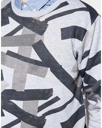 grauer bedruckter Pullover mit einem Rundhalsausschnitt von Cheap Monday