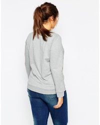 grauer bedruckter Pullover mit einem Rundhalsausschnitt von Asos