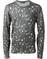 grauer bedruckter Pullover mit einem Rundhalsausschnitt von Dolce & Gabbana