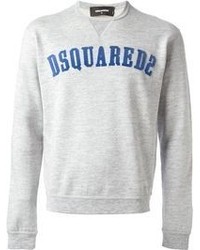 grauer bedruckter Pullover mit einem Rundhalsausschnitt von DSquared