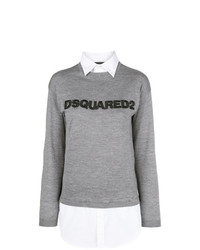 grauer bedruckter Pullover mit einem Rundhalsausschnitt von Dsquared2