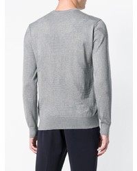 grauer bedruckter Pullover mit einem Rundhalsausschnitt von Emporio Armani