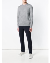 grauer bedruckter Pullover mit einem Rundhalsausschnitt von Emporio Armani