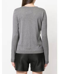 grauer bedruckter Pullover mit einem Rundhalsausschnitt von Emporio Armani