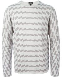 grauer bedruckter Pullover mit einem Rundhalsausschnitt von Emporio Armani