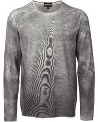 grauer bedruckter Pullover mit einem Rundhalsausschnitt von Emporio Armani