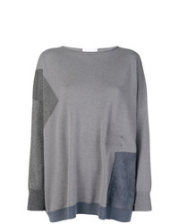 grauer bedruckter Pullover mit einem Rundhalsausschnitt von Fabiana Filippi
