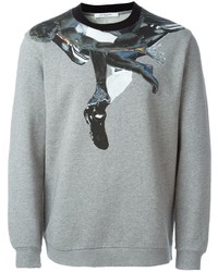 grauer bedruckter Pullover mit einem Rundhalsausschnitt von Givenchy